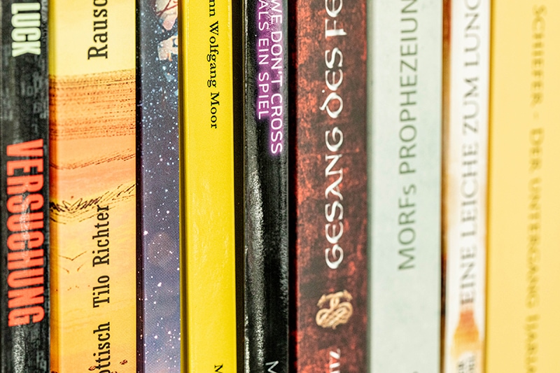 Rücken einiger Bücher