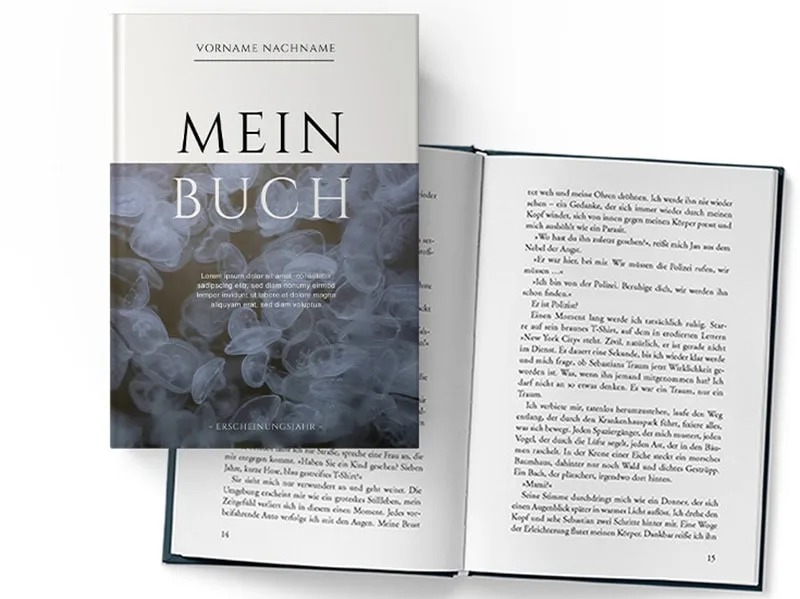 Geschlossenes Buch liegt auf aufgeschlagenem Buch