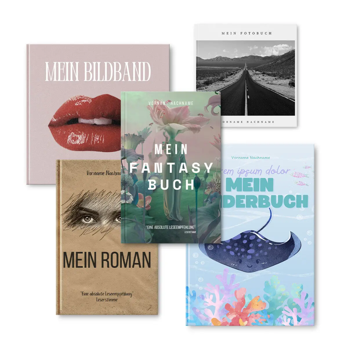 Collage verschiedener Buchprojekte