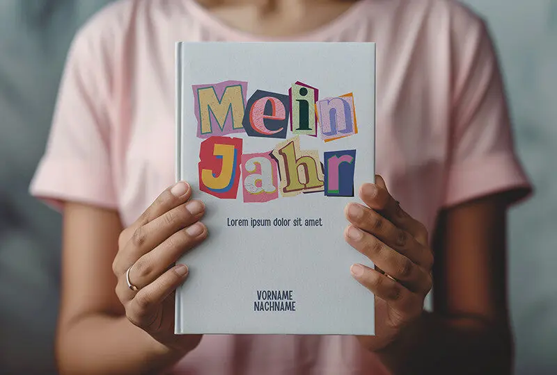 jahrbuch buch vor körper halten